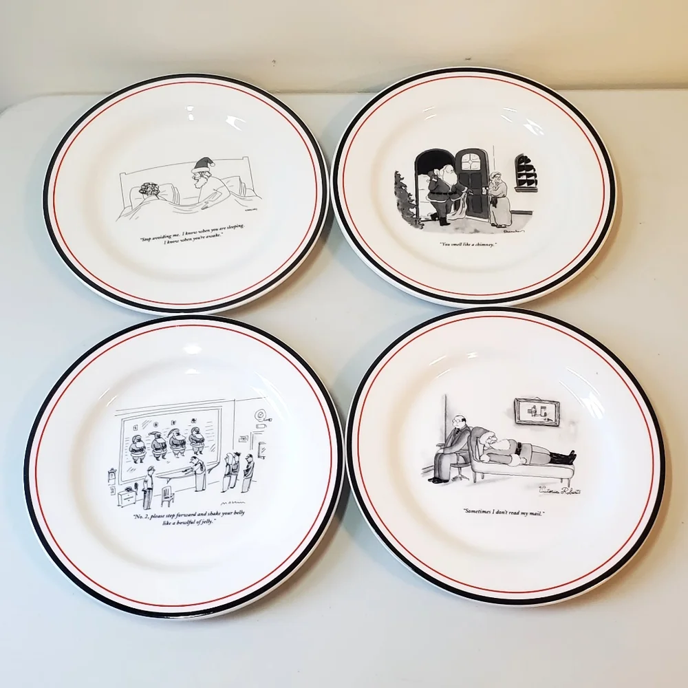 The New Yorker Restoration Hardware Santa Cartoon Plates